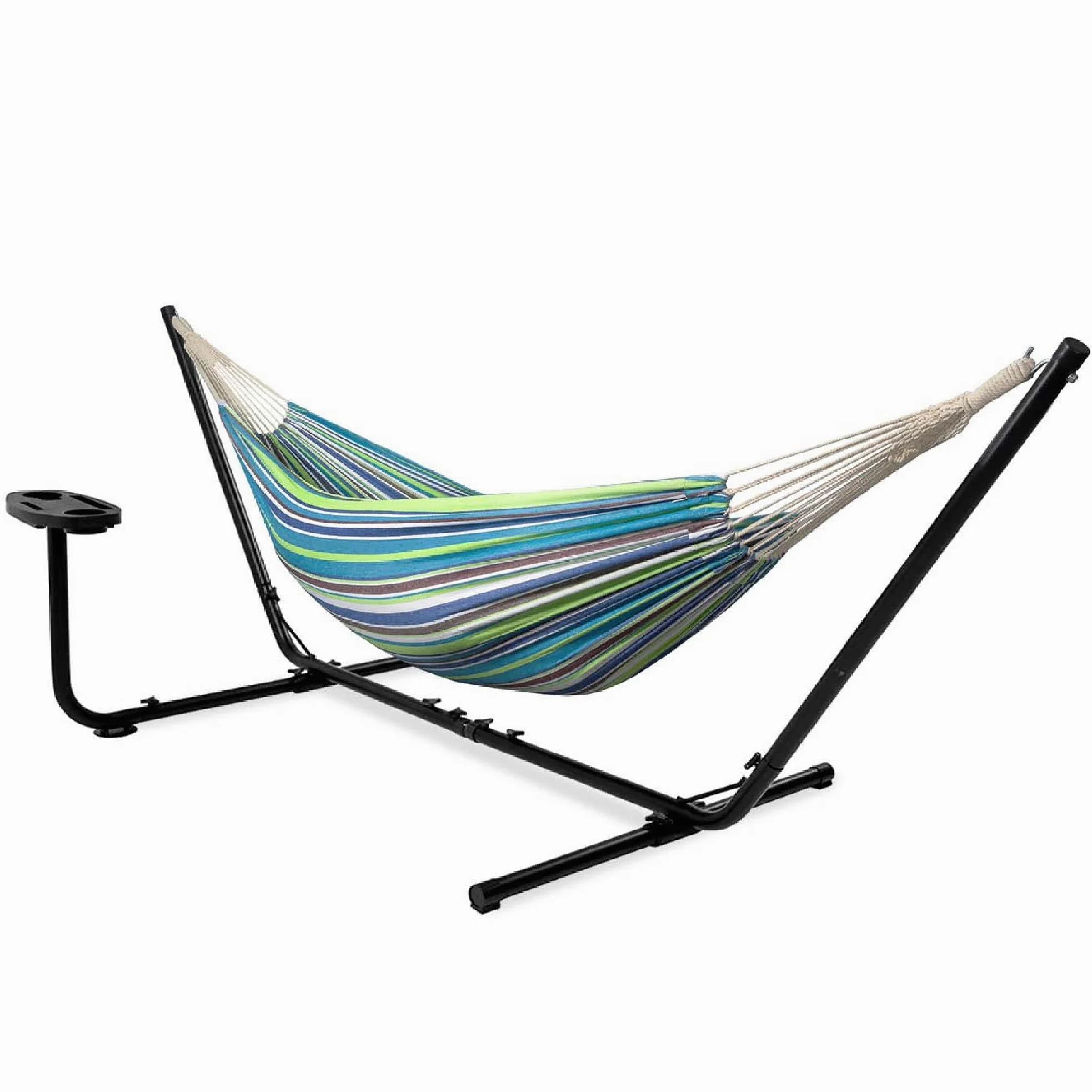 Vita5 Hamaca con Soporte – Estructura Ajustable de 290 a 330 cm – Hamaca Grande de 80% Algodón y 20% Poliéster para Jardín, Terraza, Balcón y Camping – Incluye Bolsa de Transporte