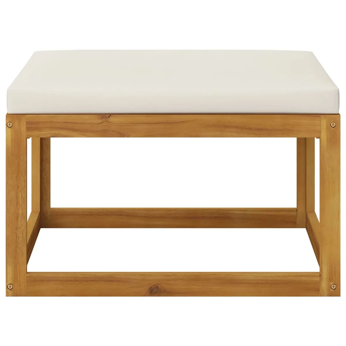 Reposapiés con cojín, Taburete Terraza, Taburete De Jardin, Reposapies Sofa, Taburete Reposapies, Taburetes Bajos, Blanco Crema Madera Maciza de Acacia