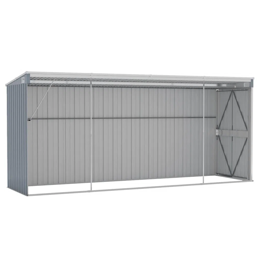 vidaXL Cobertizo de Jardín Mural Gris 118x382x178 cm Acero galvanizado