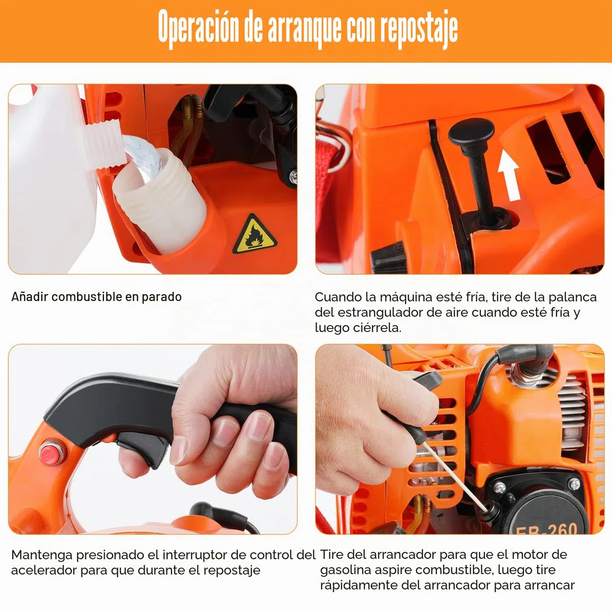 ASUNCELL Soplador de Hojas de Gasolina, hasta 270 km/h, portátil, Ligero, soplador de Hojas de Mano de 25.4cc, Secador de Pelo de jardín sin Cuerda, Soplador de Motor portátil para Caminos, Jardines