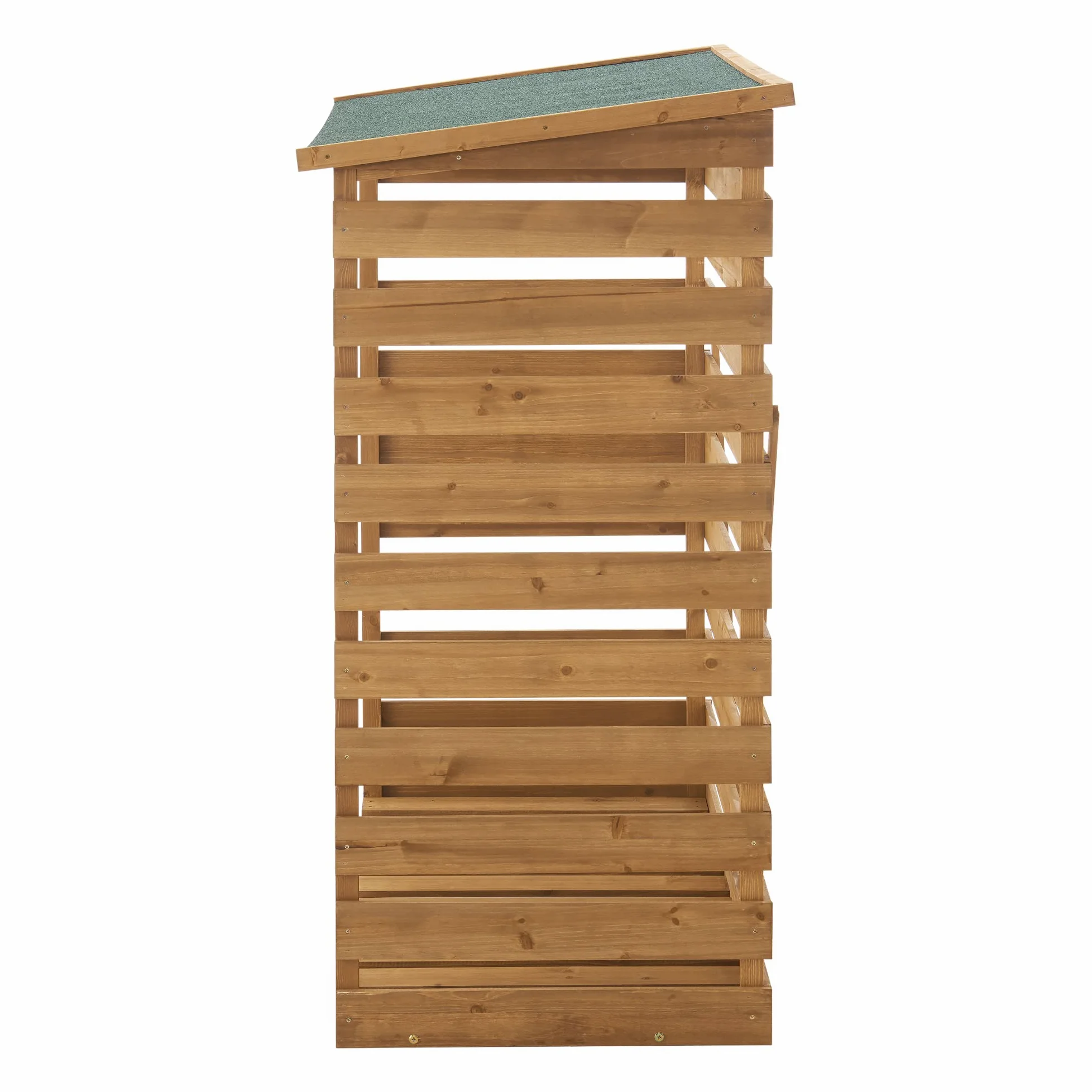 [en.casa] Soporte para Leña Leñera con Techo Impermeable Estante para Leña Madera de Abeto Bitumen 123 x 116 x 64 cm Natural Verde