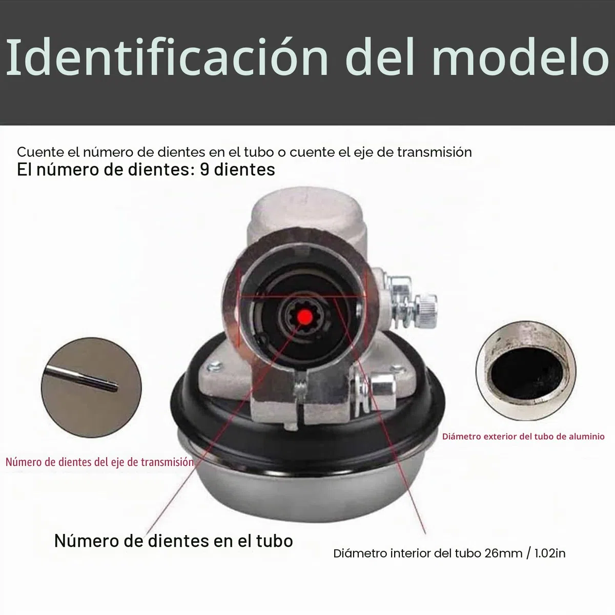 Rueda de aflojamiento multifuncional para cortadora y desbrozadora – 9 dientes, 26 mm de metal, para deshierbe del suelo