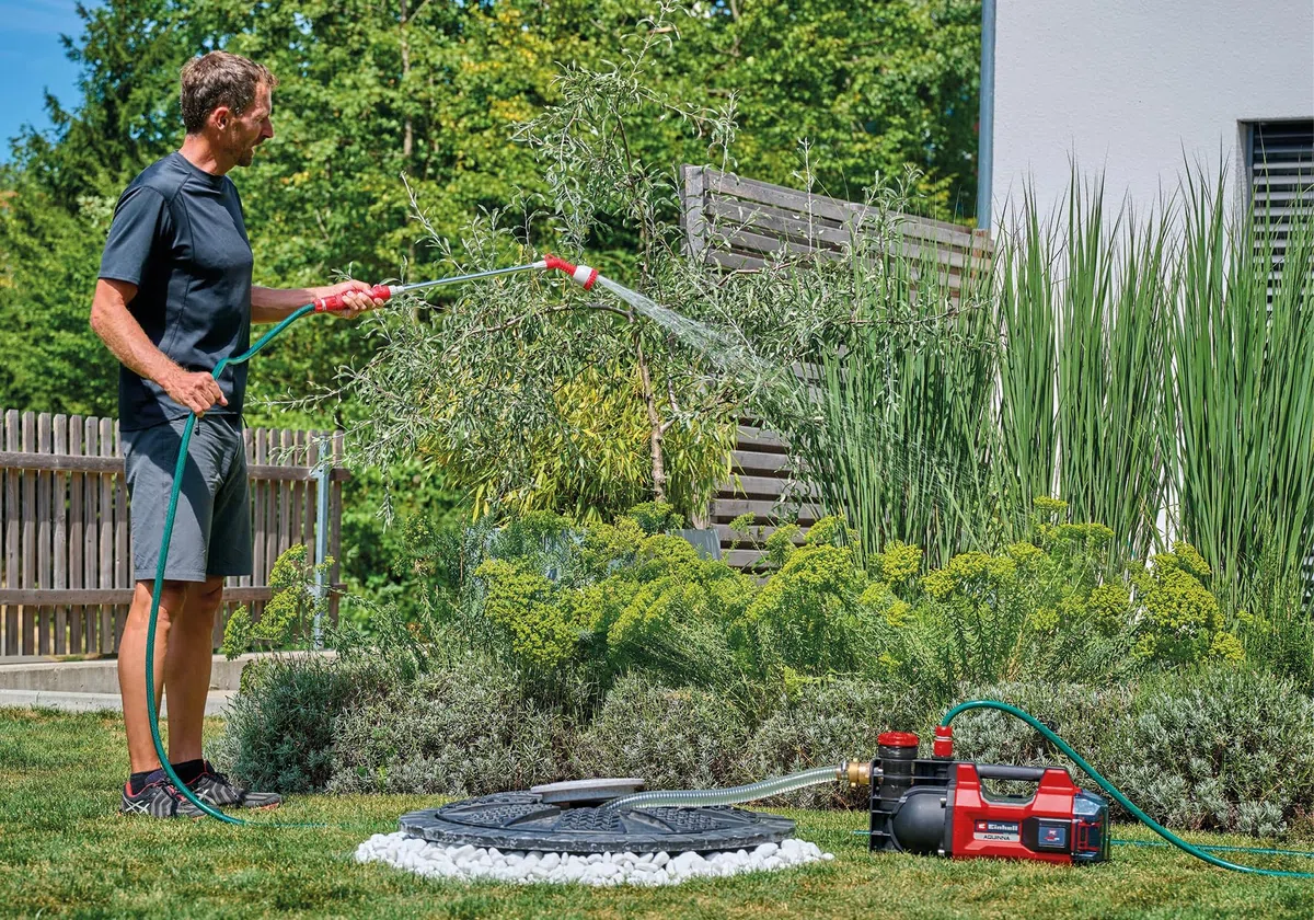 Einhell Bomba de jardín con batería AQUINNA 36/34 Power X-Change (36 V, caudal máx. 3400 l/h, máx. 37 m de altura de impulsión, protección contra heladas y sobrecargas, sin batería)