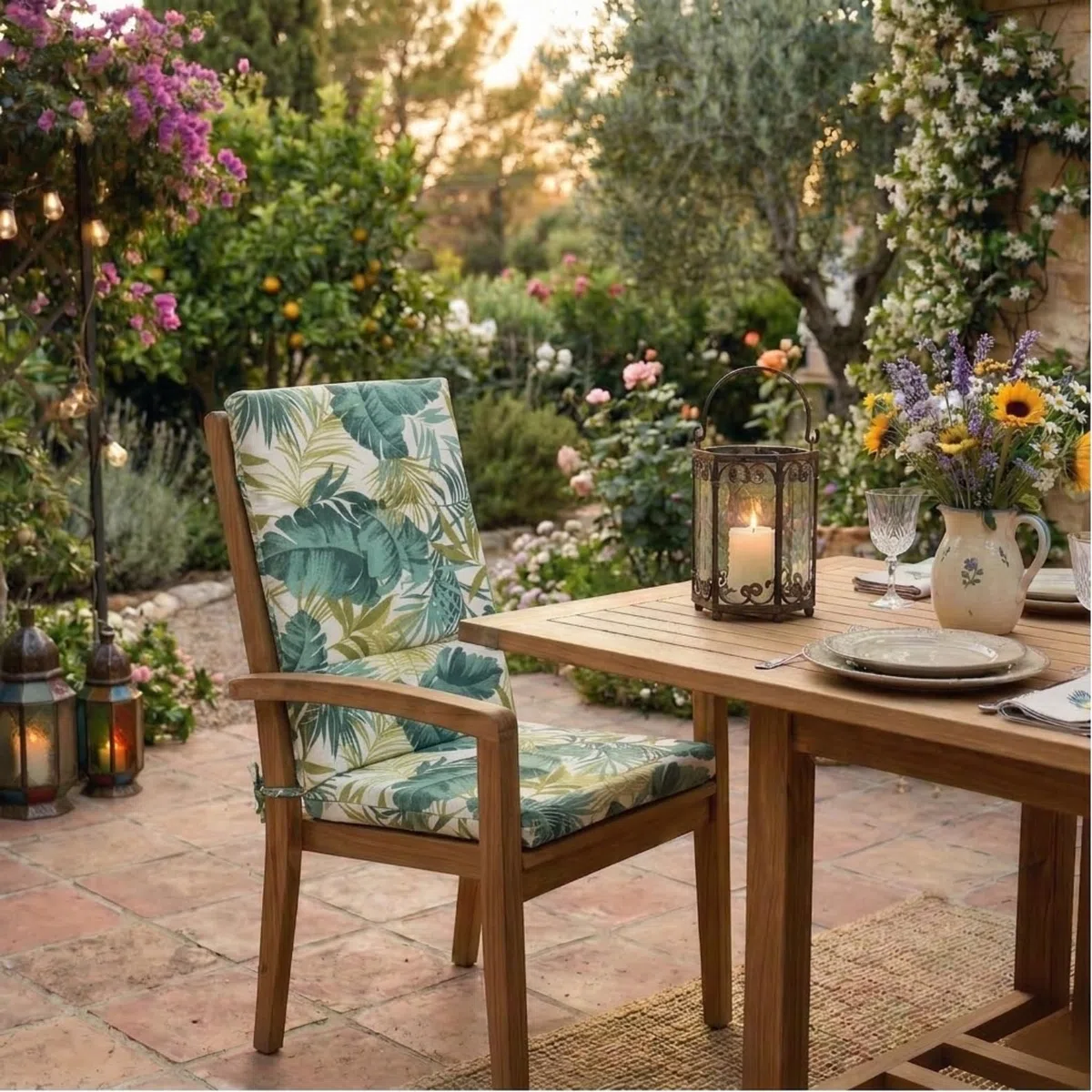 PIND Cojín para Tumbona Exterior 120x50x3,5cm - para Hamaca y Tumbonas de Resina o Madera, Funda Lavable y Antideslizante, Ideal para Jardín, Balcón y Playa, Máximo Confort Relax (2, Hojas 2)