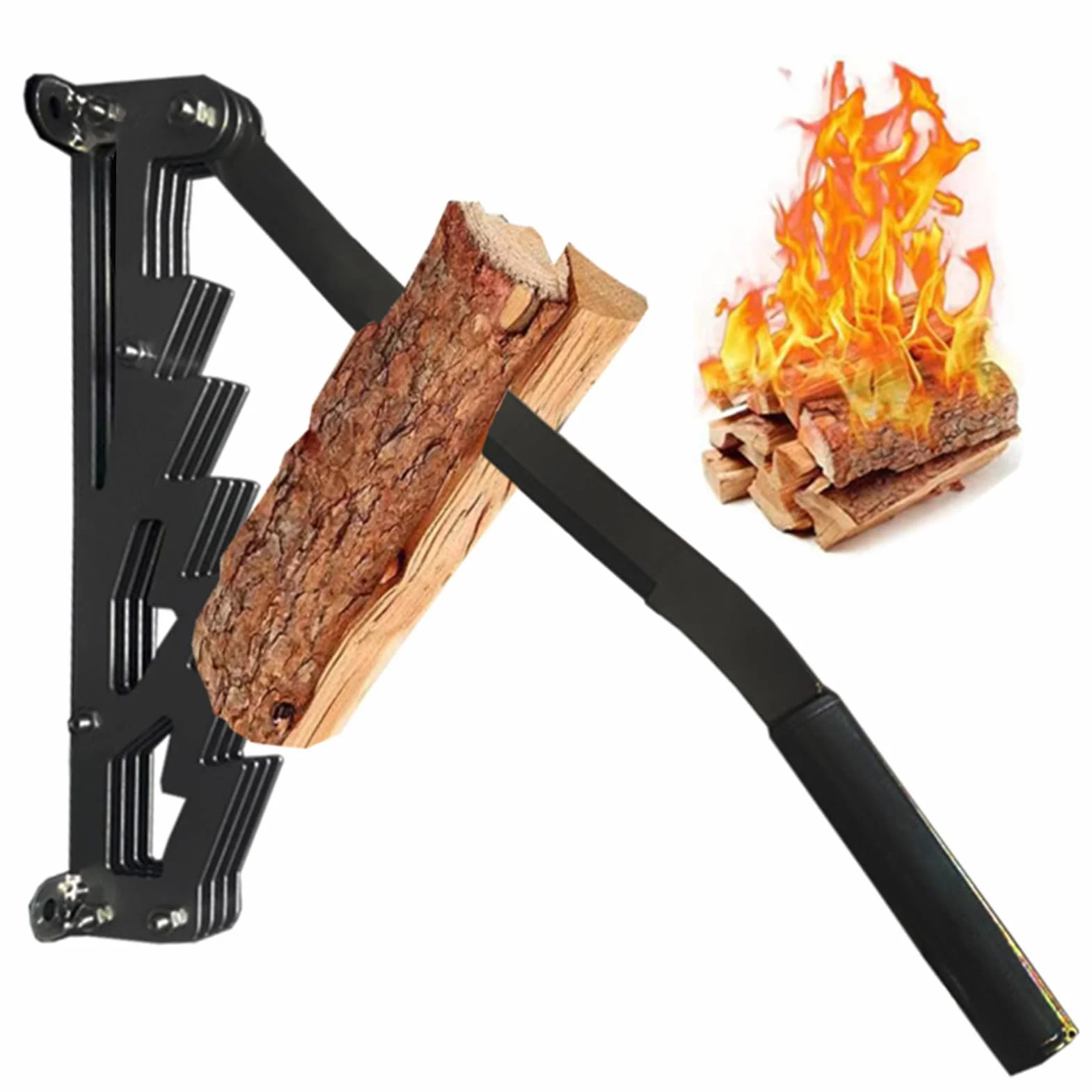 Elprico Divisor de Leña Montado en la Pared, Divisor de Troncos Manual Portátil de Acero con Alto Contenido de Carbono Divisor de Troncos de Madera Manual para el Hogar (Black)