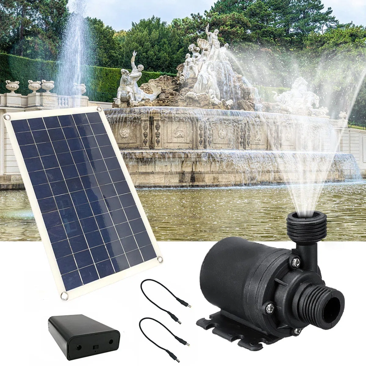 Kit Bomba De Agua Solar Sumergible 20W 12V 800L/H Con Panel Para Fuente Estanque Jardín Baño De Aves Hidroponía
