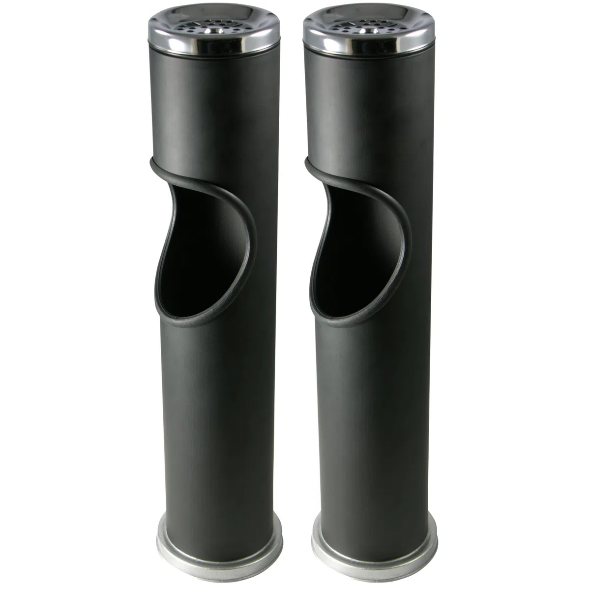Novaliv 2 ceniceros de pie para exteriores, color negro, 46,5 cm de alto, 9,5 cm de diámetro, 2 en 1 para residuos de basura y cigarrillos, para exteriores, cubo de basura con cenicero, soporte para