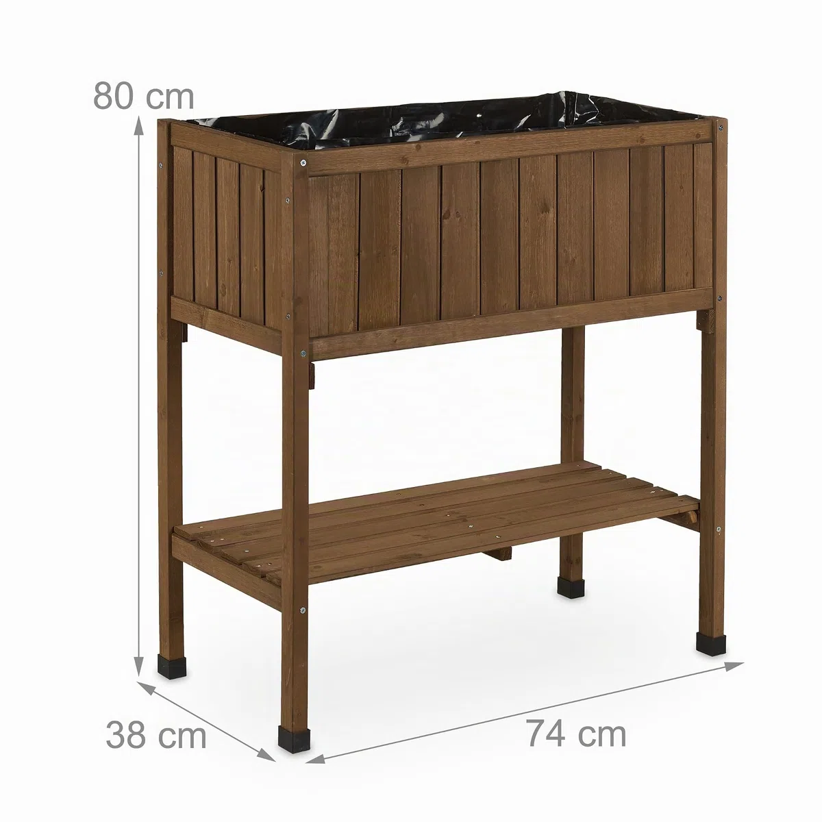 Relaxdays Huerto Urbano Madera de Abeto, Jardinera con Balda, Arriate Balcón y Terraza, 80x74x38 cm, Marrón