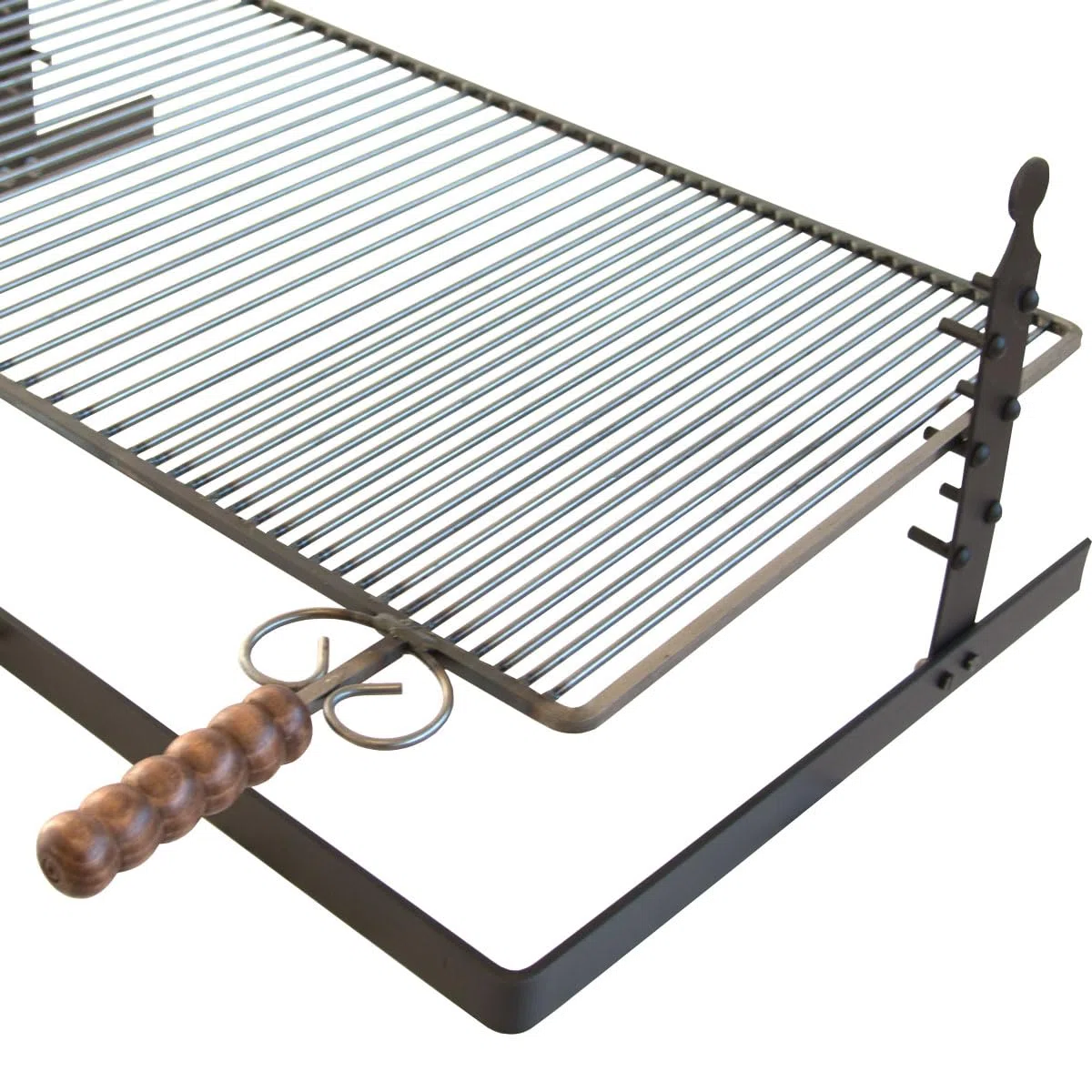 CRUCCOLINI - Rejilla Ajustable en Altura 3 Alturas CM 75 - Barbacoa con Asas de Madera - Carbón - Negro