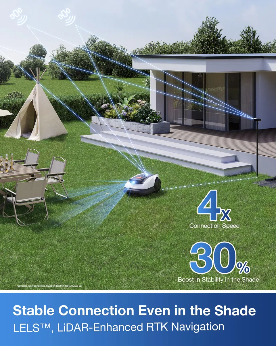 ECOVACS Goat O800 RTK Robot Cortacésped inalámbrico periférico 800 m², RTK+Visión Mejorada por Lidar, Cartografía Automática, Pasajes Estrechos de hasta 0,7 m, Corte preciso de los Bordes, Pendiente