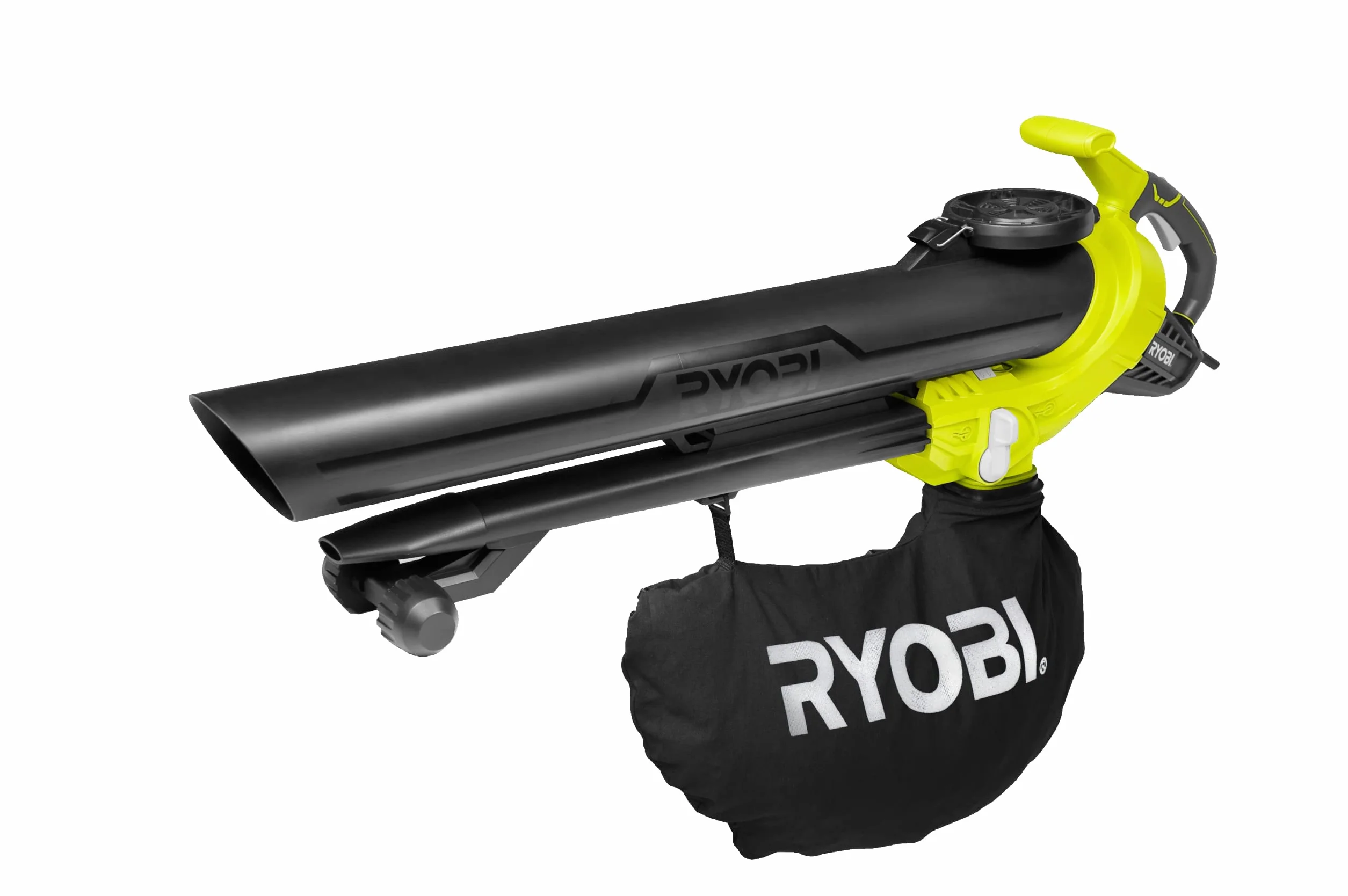 RYOBI - Soplador/Aspirador/Triturador Eléctrico 3-en-1 - Limpieza Hojas, Pasillos Exteriores, Terrazas, Céspedes Jardines Medianos y Grandes - 1 Bolsa Impermeable 45L - RBV3000CESV