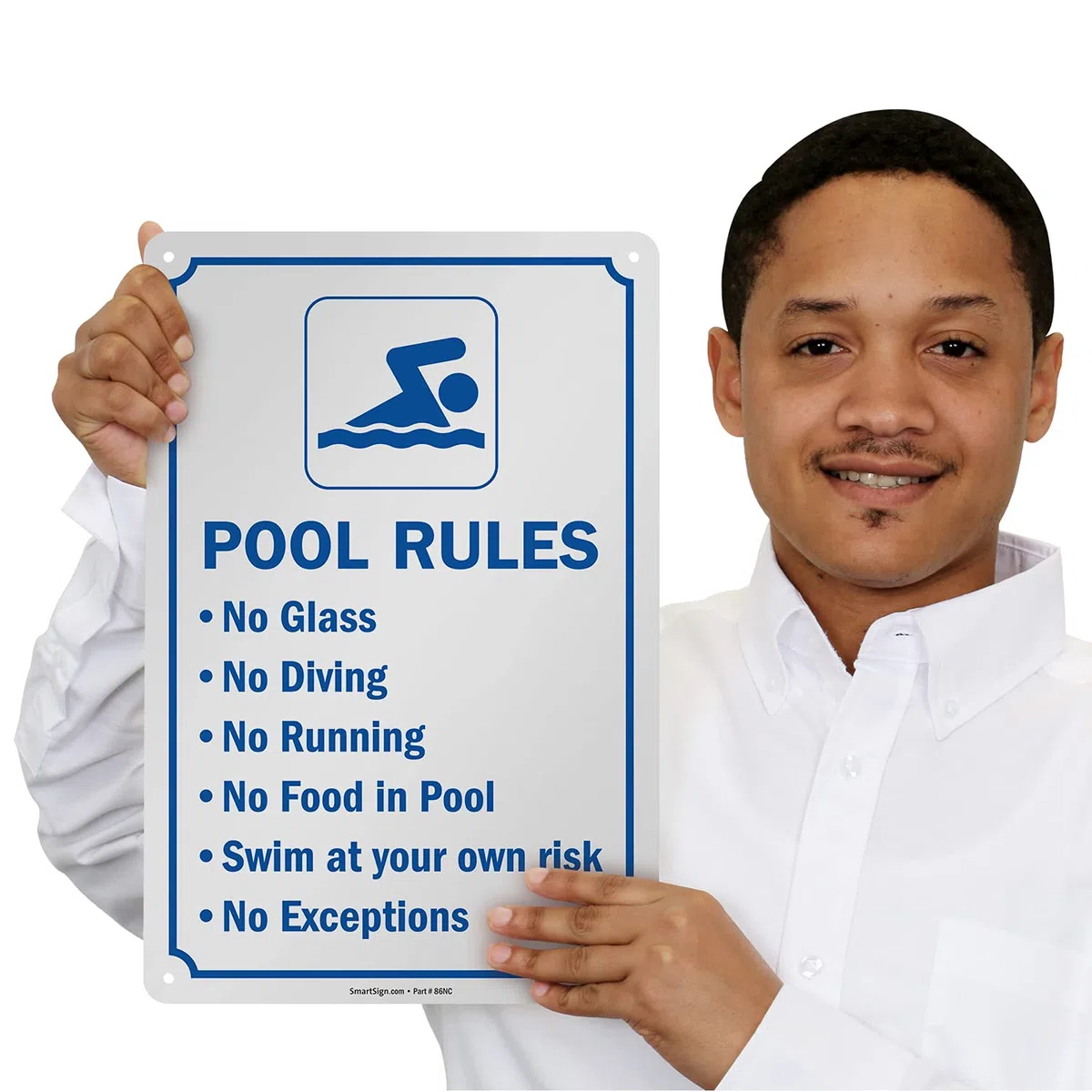 SmartSign Letrero con texto en inglés "Swimming Pool Rules" (25,4 x 38,1 cm)