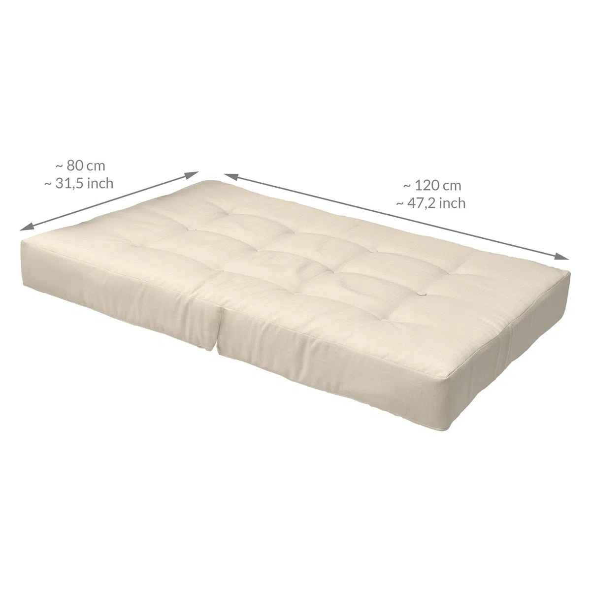 Beautissu Eco Elements Juego de Cojines para palés 1 cojín para Sentarse de 120 x 80 cm y 1 cojín para el Respaldo de 120 x 40 cm para Interior y Exterior, para Muebles de salón y de Exterior Natural