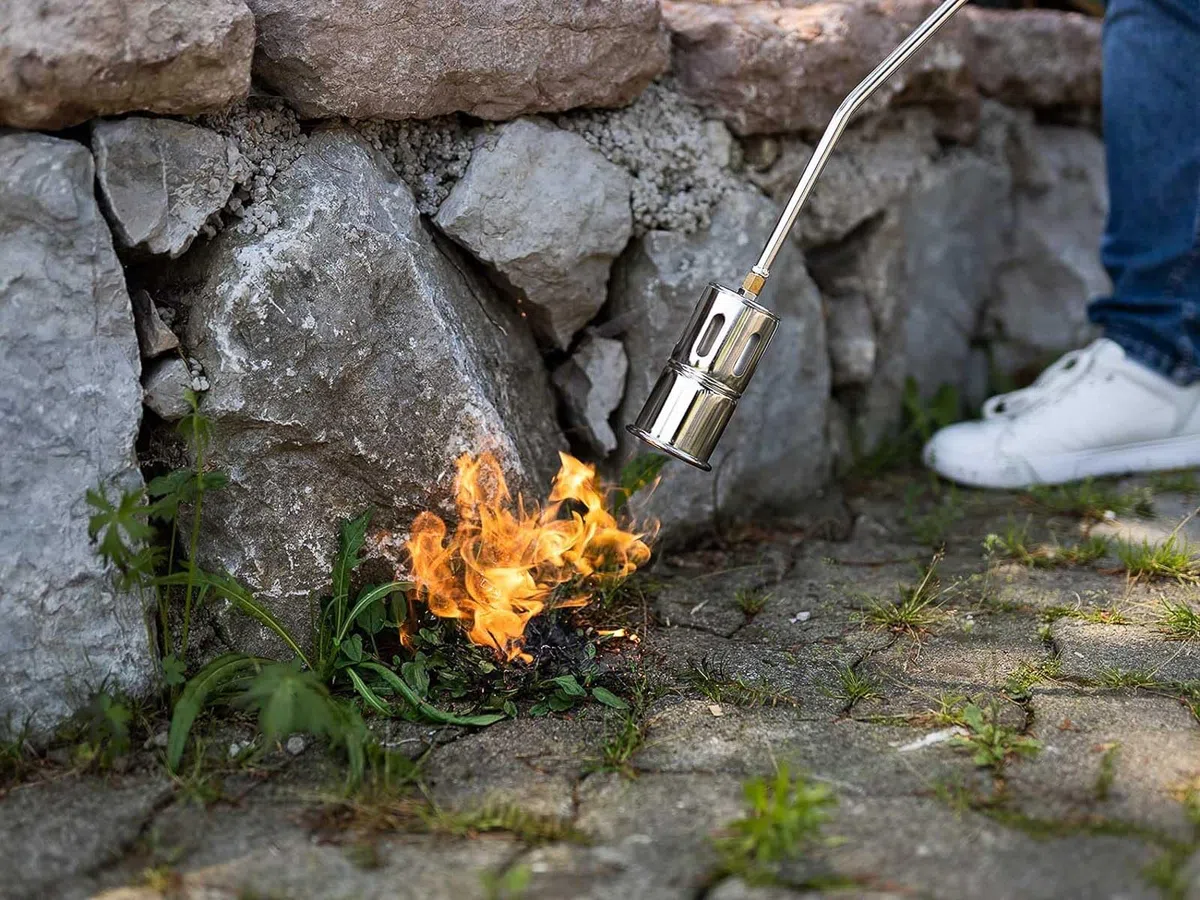 ROTHENBERGER Industrial Quemador de alto rendimiento RoMaxi con manguera de gas propano de 5 m, desbrozadora, lámina bituminosa, soldadura de lámina, para conexión a bombona de gas propano, 030954E
