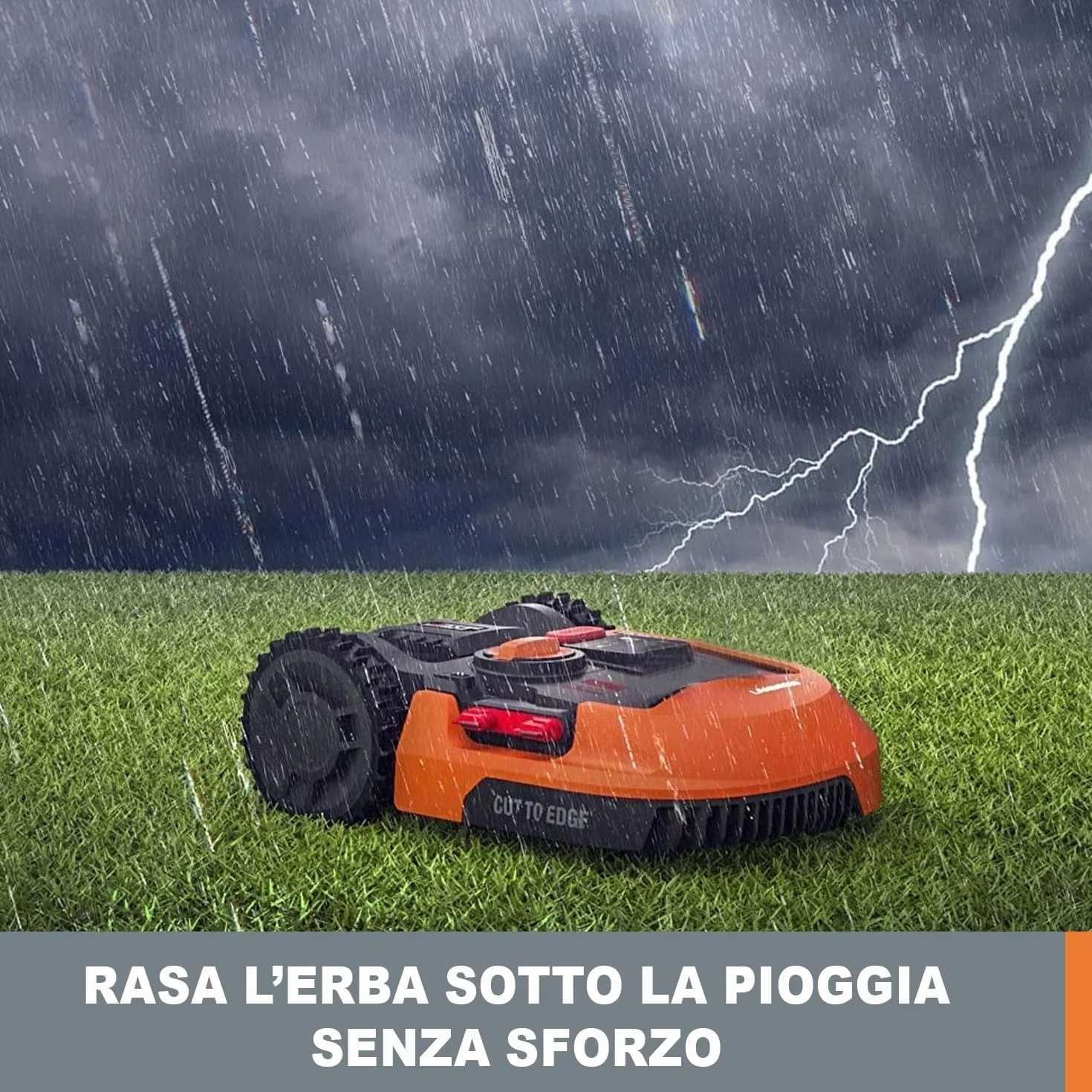 WORX WR169E Robot cortacésped con Cable delimitador de hasta 300 m², Navegación AIA, Control de Aplicaciones, Wi-Fi, Naranja-Negro