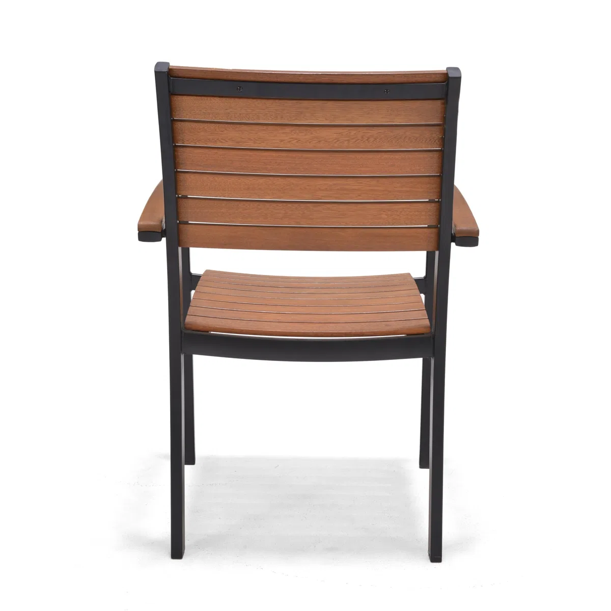 METRO Professional Silla de Jardín con Reposabrazos Lynx, Aluminio/Madera de Eucalipto, para Exterior, Madera/Negro (con Reposabrazos, Madera/Negro)