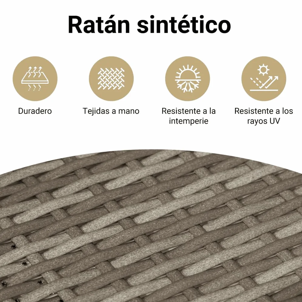 vidaXL Sofá de Jardín con Cojines 4 Plazas, Asiento Exterior, Sofá Descanso, Mueble para Patio Terraza Balcón, Ratán Sintético Gris