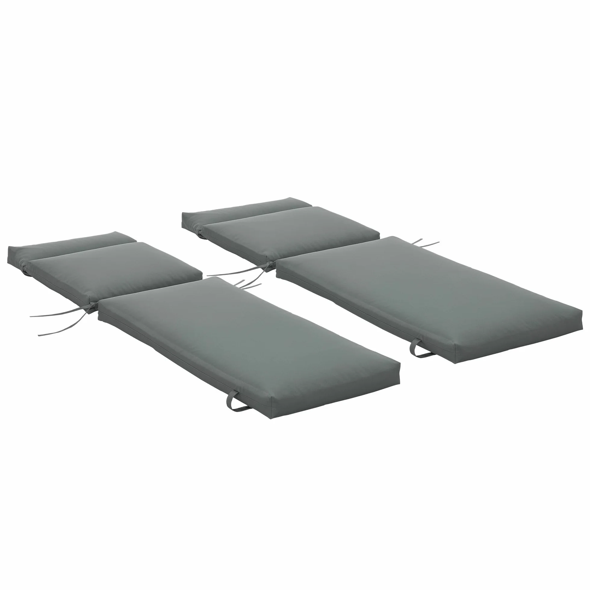 Outsunny Pack 2 Cojines para Tumbona 196x55x8 cm Colchoneta para Tumbona Acolchado Colchón para Silla de Jardín Terraza Balcón Cojines SOLO Gris