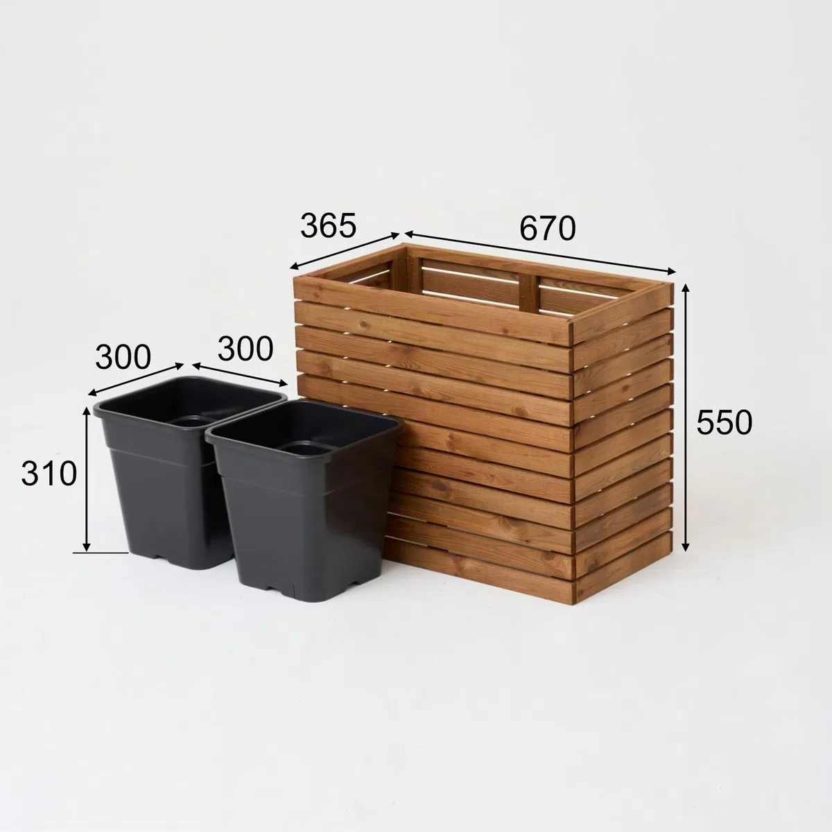 Jardinera para Interior y Exterior - En Madera con Inserto de plástico - 18 l - Macetero Cuadrado para balcón o terraza (67 x 36 cm x 55)