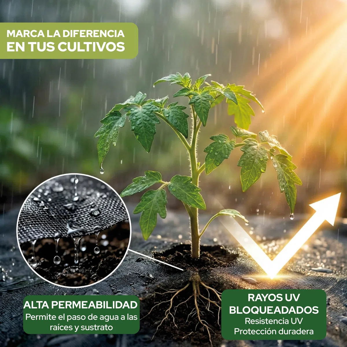 Control Garden Malla Antihierbas 2 x 100 m Groso 105gr | Malla Anti Malas Hierbas y Maleza para Jardín, Huerto, Cesped | Lona Antigerminante Transpirable, Permeable y Resistente
