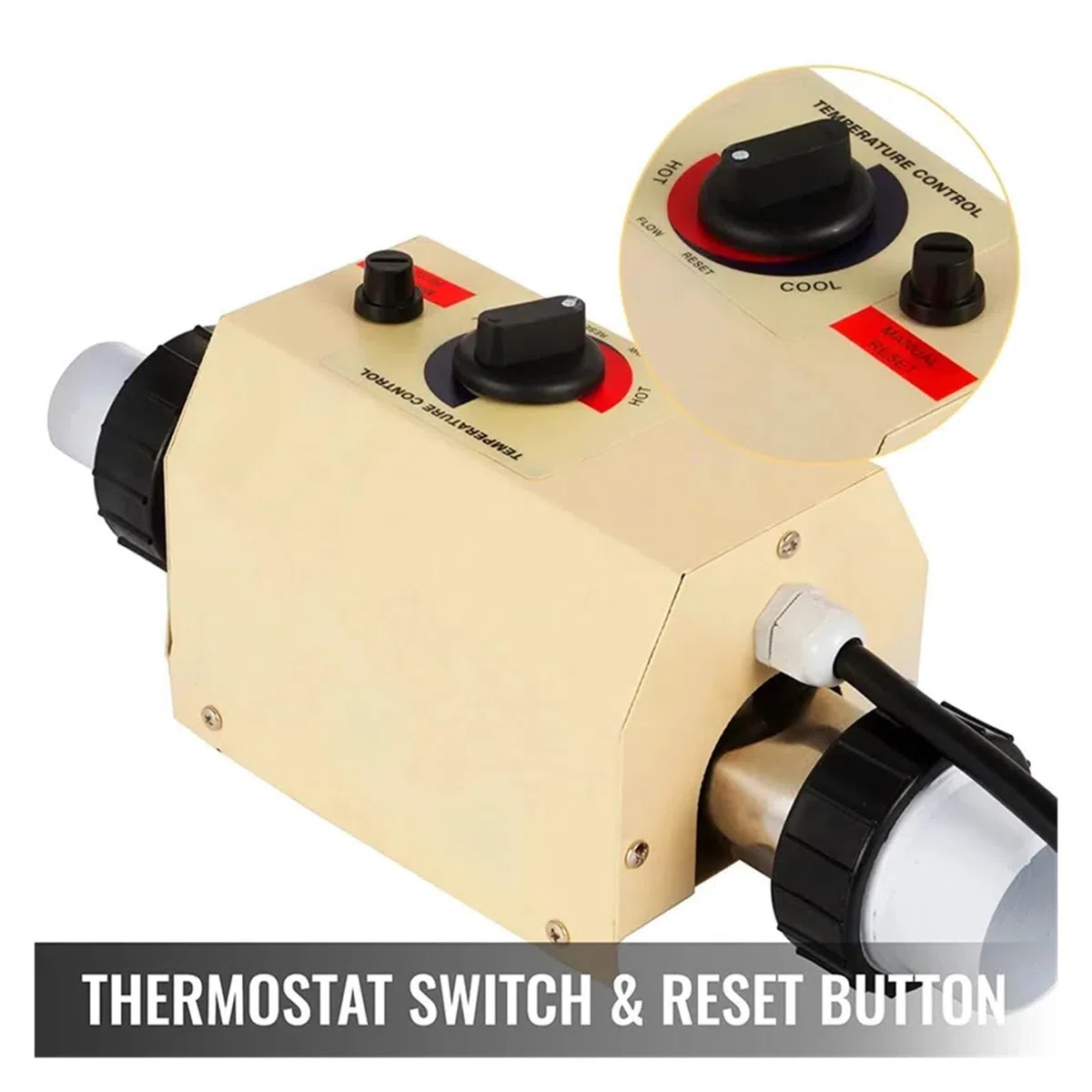 Calentador de piscina, Termostato calentador de agua eléctrico de 3KW for piscina, bañera, SPA, baño for masaje, bañera de hidromasaje,Calentador rápido(1600W)