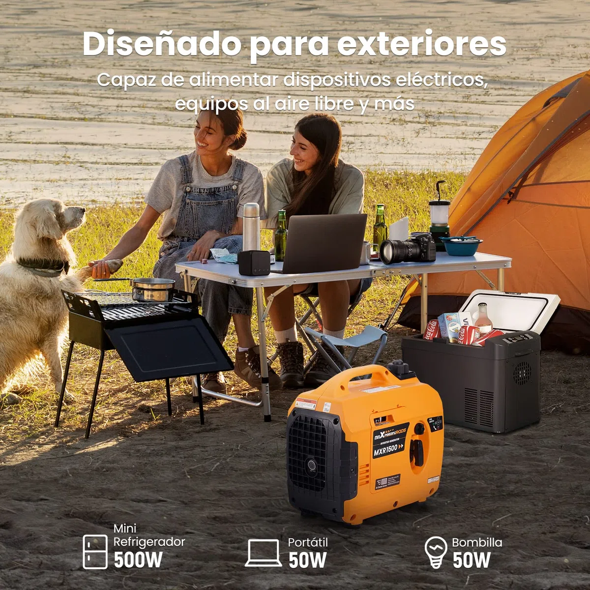 maXpeedingrods Generador Electrico Gasolina Portátil 1200W, Silencioso y Ligero con Inversor, Motor de Gas de 4 Tiempos, con Salidas AC/USB para Autocamping, Viajes en Caravana, Exteriores