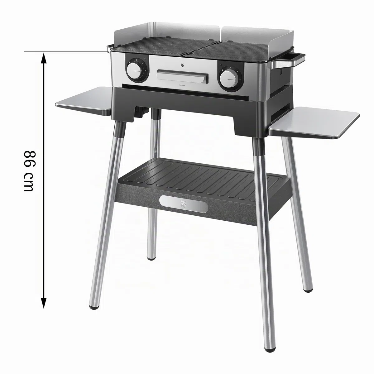 WMF Lono - Base para barbacoa de 92,7 x 75,0 x 43,8 cm, estable y segura, estantes laterales plegables, compatible con la parrilla Lono Master y la parrilla de mesa Lono plana y acanalada, cromargan