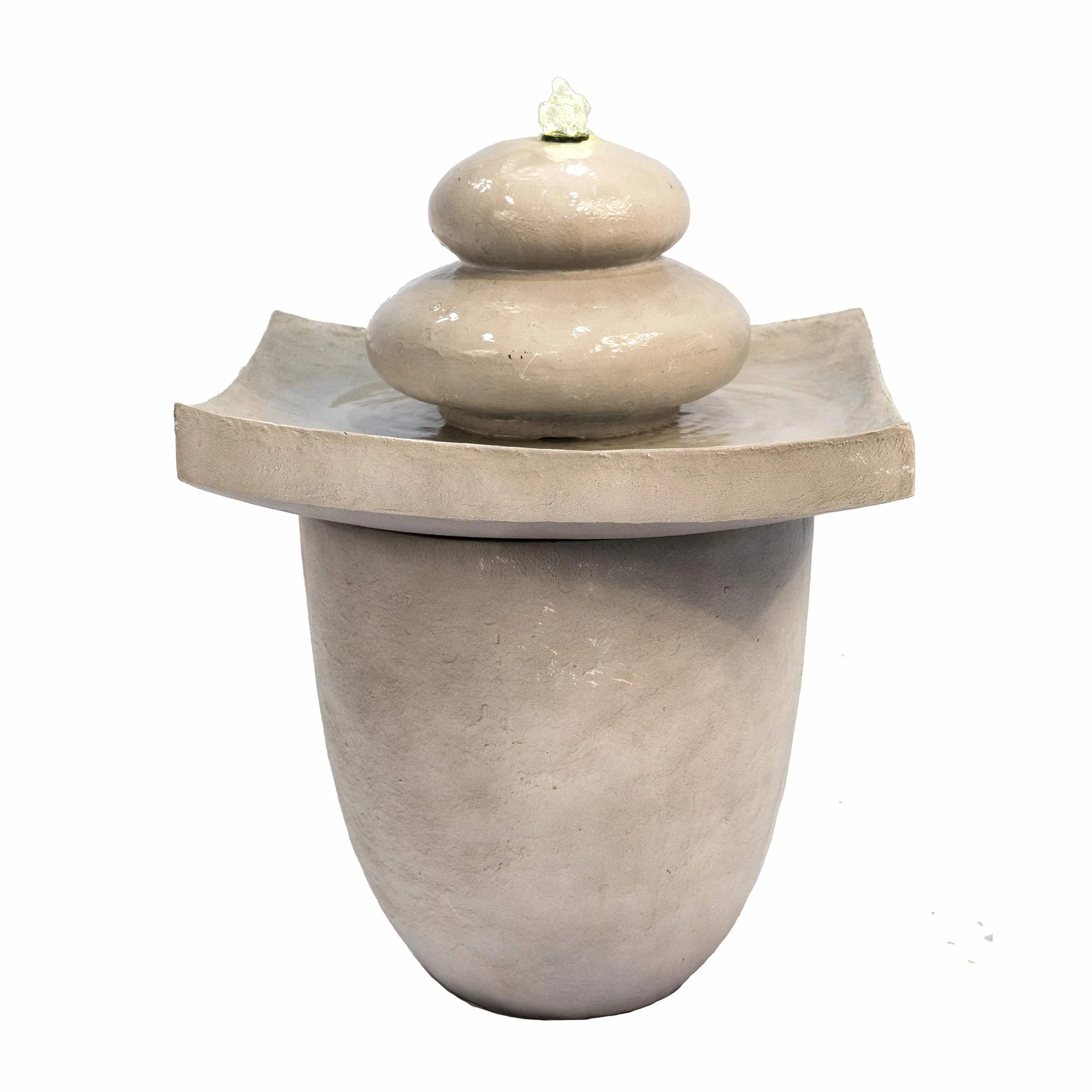 Teamson Home Fuente de Agua del Jardín, Cascada Zen de 2 Niveles con Luces para Exteriores