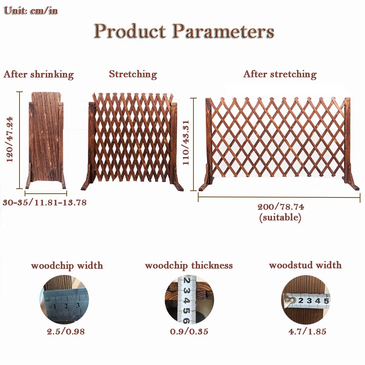FWTXZTER Valla de Madera Extensible, Valla Cercas de Celosía Móviles Ajustables y Autónomas, Barrera de Seguridadpara Perros y Animales Pequeños para Exteriores e Interiores
