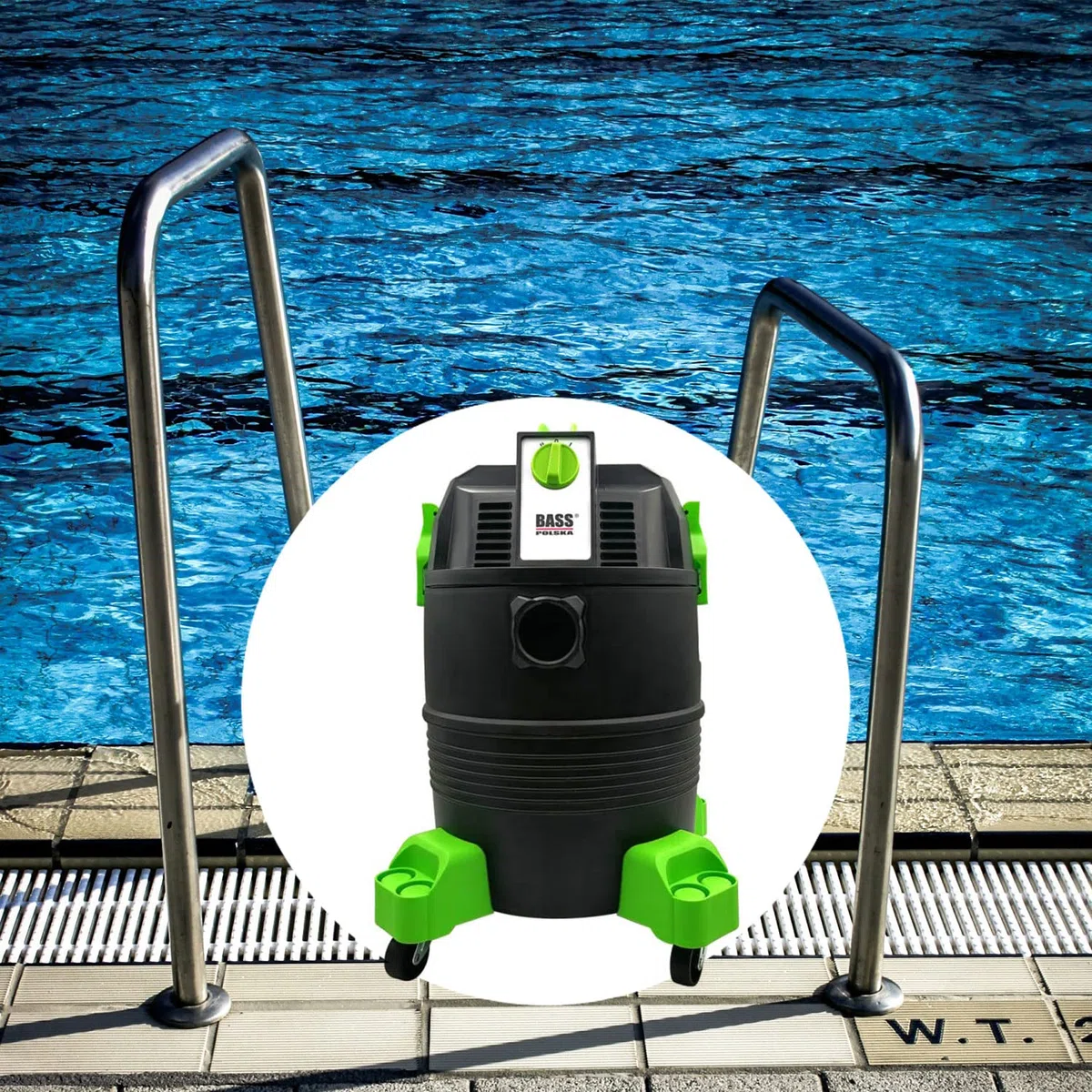 BASS POLSKA Aspirador de estanques y Piscinas con Juego de boquillas Limpieza en seco y en húmedo de Hojas Barro Algas Manguera de succión Fuerte Capacidad del Tanque 35 L
