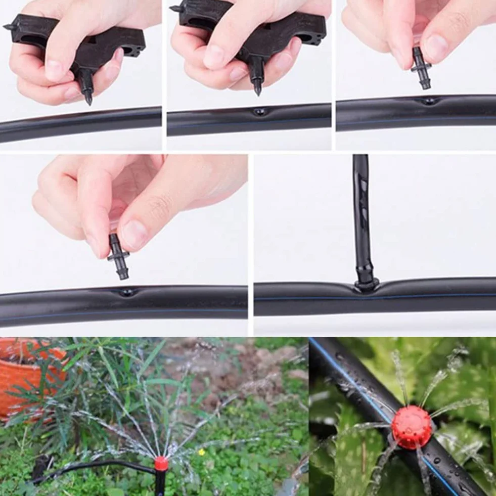 Rakiuty Sacabocados Riego por Goteo, Herramienta Perforadora de Manguera 3-4 mm, Mini Perforadoras Tuberías Agua, Tubos Cabeza Toro, para mangueras de riego de Jardines, 2 Piezas