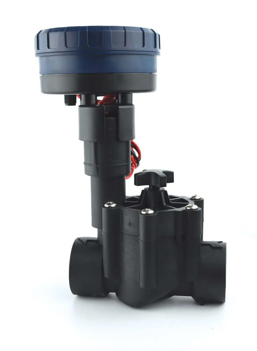 Aqua Control Programador de Riego Digital con Electroválvula de Solenoide Latch. con 2 Programas de Riego Independientes, con válvula para Arqueta. Ideal donde no hay corriente eléctrica, Negro