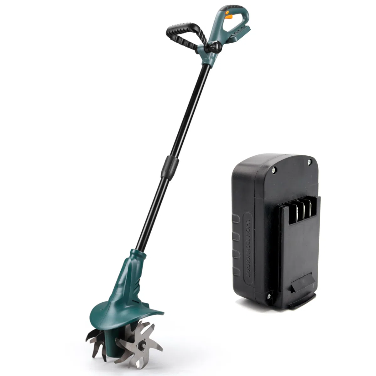 FISHTEC - Motoazada sin Cable 18V con batería de Litio - Batería y Cargador incluidos - Anchura de Trabajo: 20 cm - Profundidad de Trabajo: 8 cm - 4 Fresas - Mango Doble ergonómico