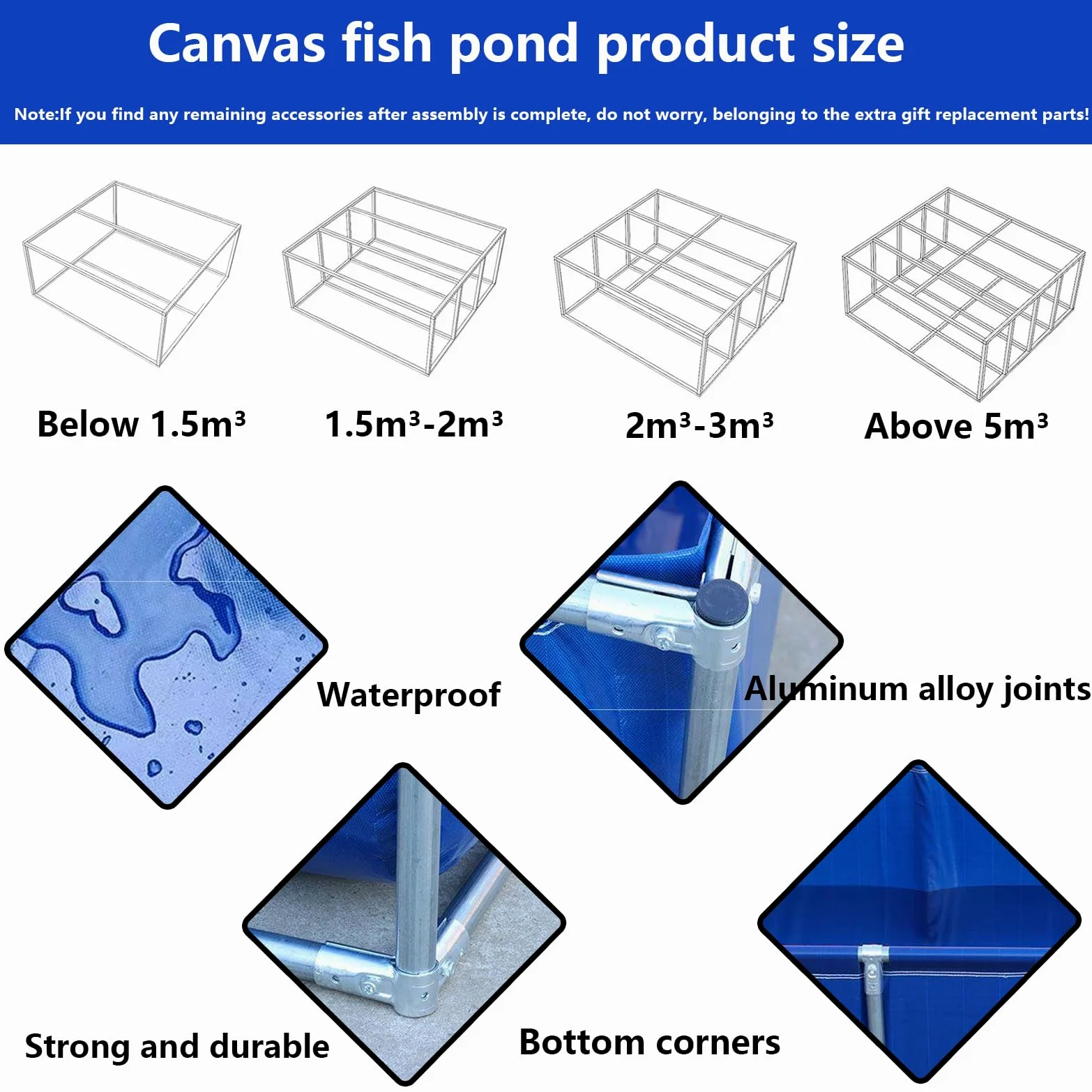 Estanque Grande para Piscina de Acuario, Estanque de Peces de Lona de PVC, Tanque de Almacenamiento de Agua Plegable,con Soporte de Metal para una fácil instalación, para Cría De Koi Agrícola
