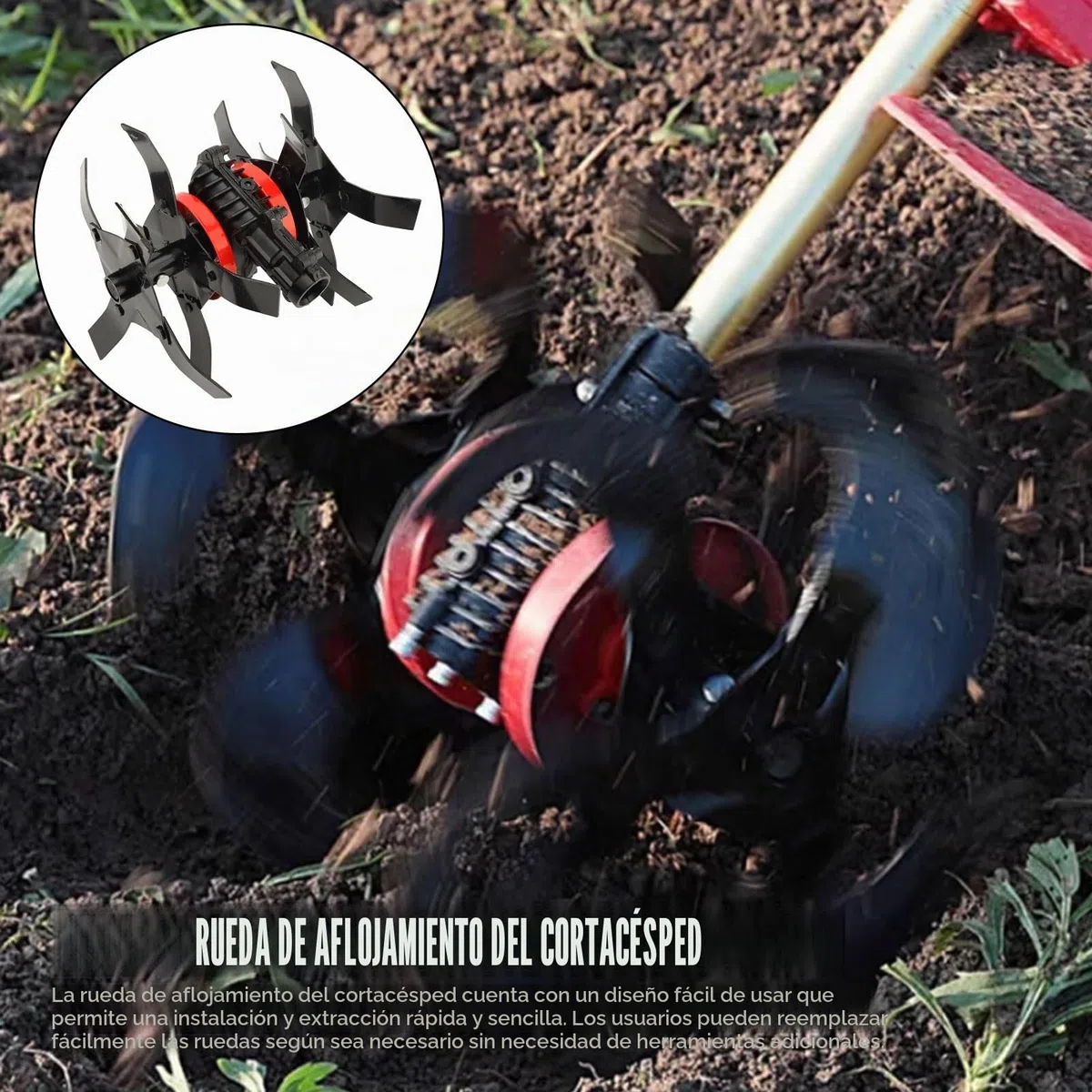 Rueda de aflojamiento multifuncional para cortadora y desbrozadora – 9 dientes, 26 mm de metal, para deshierbe del suelo