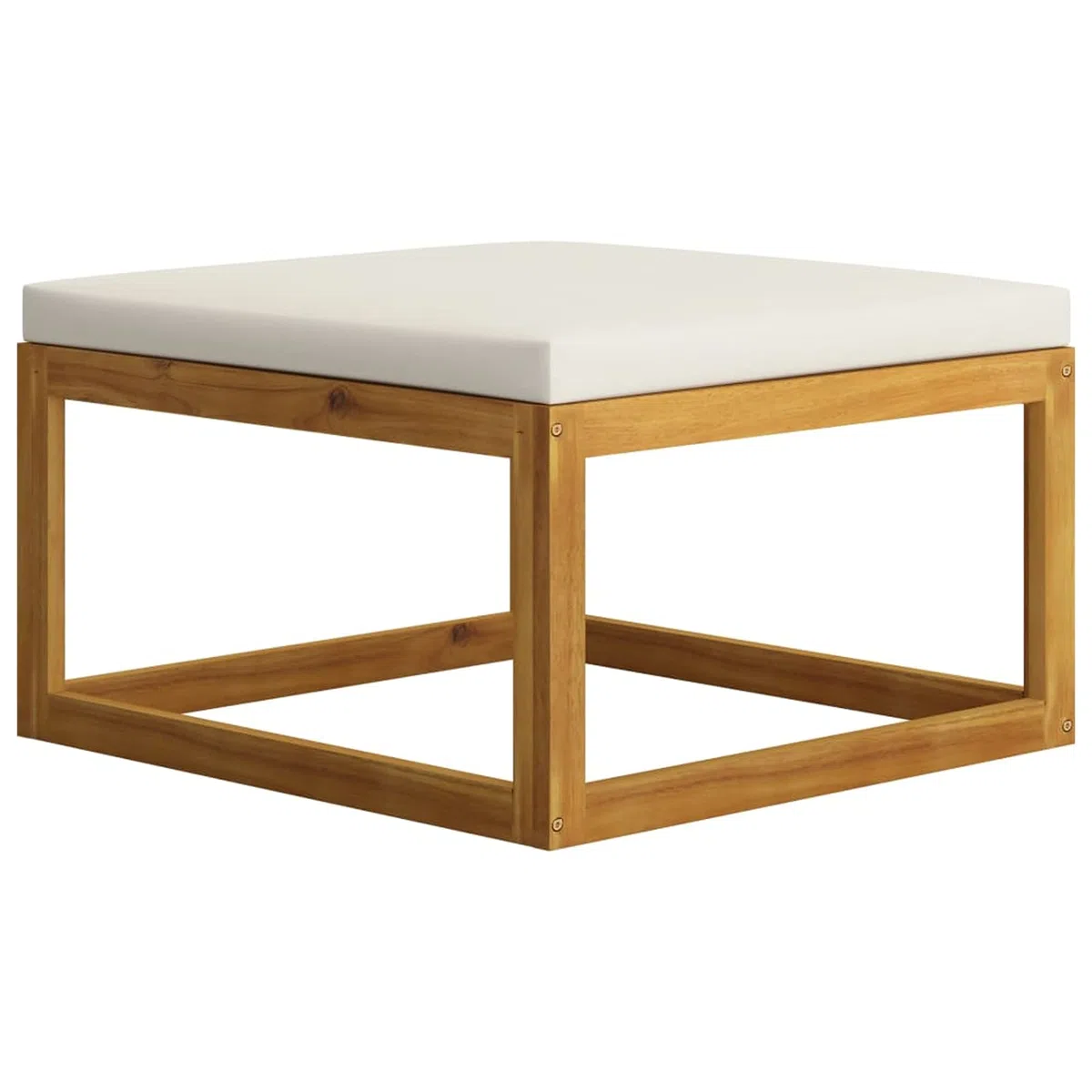 Reposapiés con cojín, Taburete Terraza, Taburete De Jardin, Reposapies Sofa, Taburete Reposapies, Taburetes Bajos, Blanco Crema Madera Maciza de Acacia