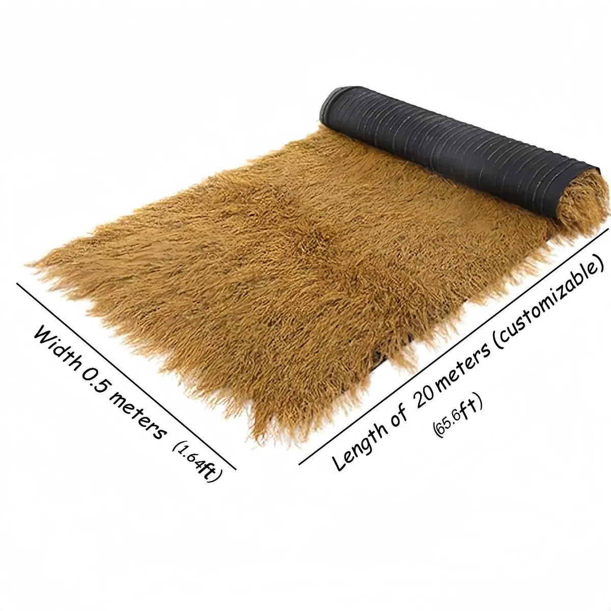 Techo de paja sintética artificial, palmera sintética ignífuga, rollo de techo de paja mexicano, utilizado para tiki-bar, cabaña, playa, jardín tropical hawaiano (Amarillo oscuro, 1*20m (3.28*65.6