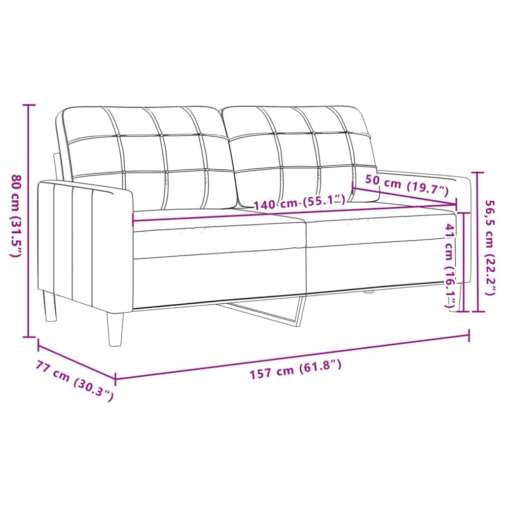 vidaXL Sofá de 2 plazas Terciopelo Negro 140 cm, sofá, loveseat, sofá de salón, sofás, sofá tapizado, Asientos de salón, sofá de 2 Personas