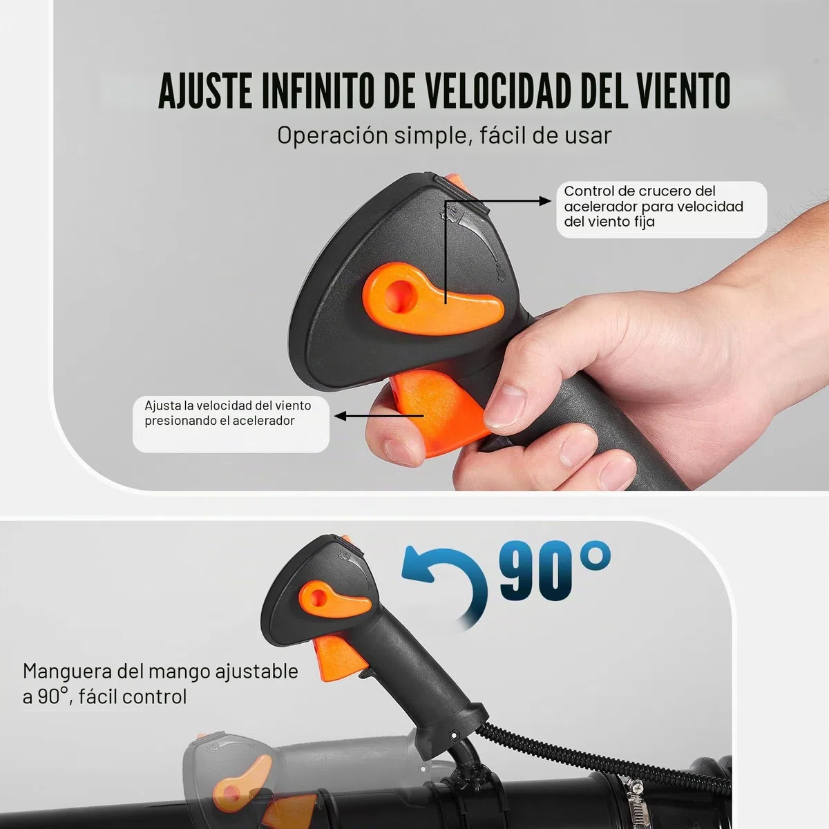VEVOR Soplador de Hojas de Gas 79 CC Soplador de Nieve de Mochila 2 Tiempos con Tanque de Combustible 3 L Volumen de Aire de 930 CFM para Cuidado del Césped, Limpieza de Hojas, Eliminación de Nieve