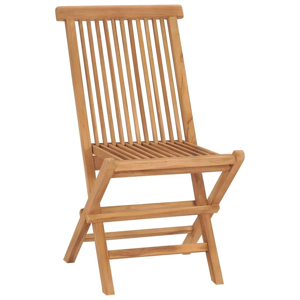 vidaXL 2X Madera Maciza de Teca Sillas de Jardín Asiento Patio Terraza Balcón Comedor Muebles Mobiliario Exterior Duradero Práctico Plegables