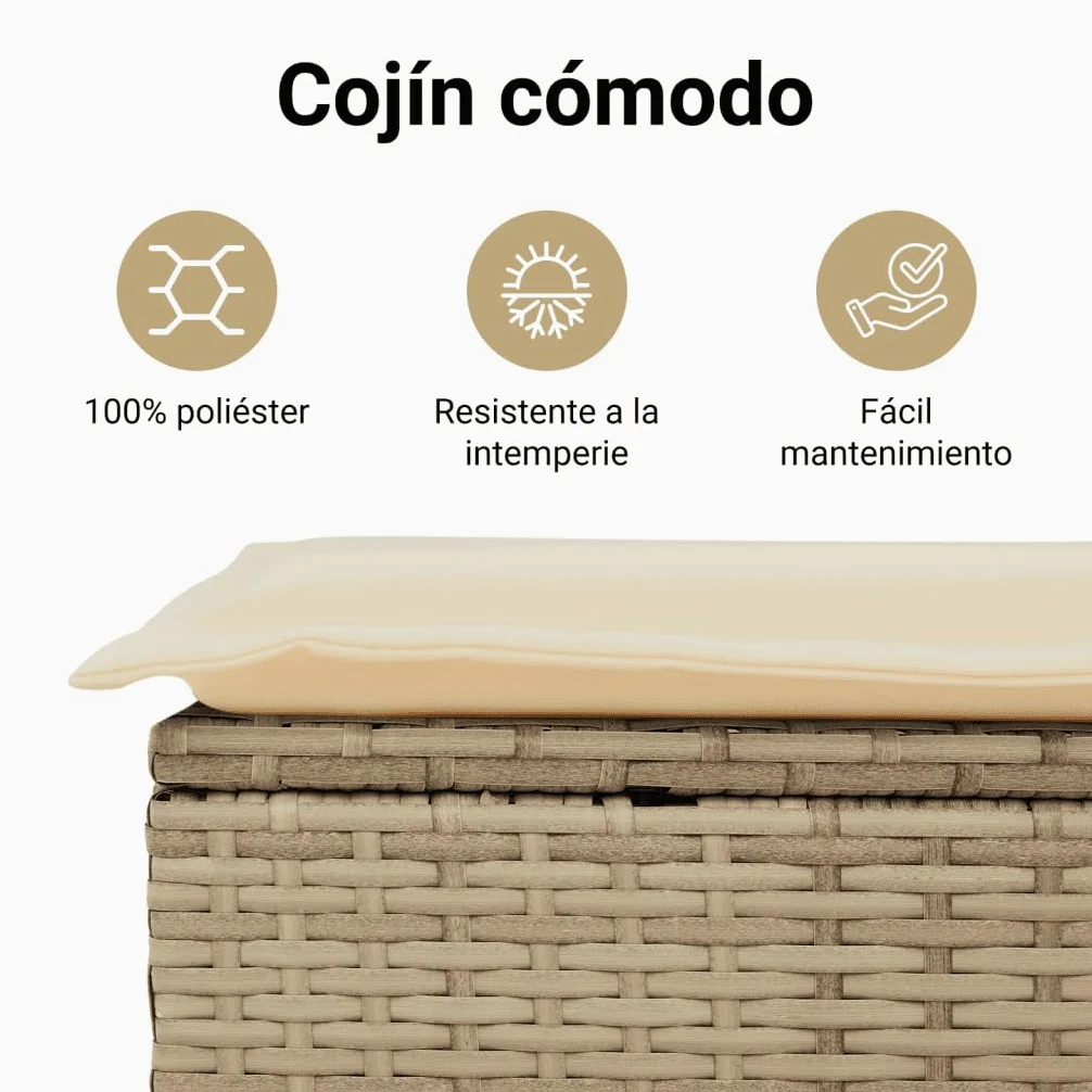 vidaXL Sofá de Jardín con Cojines de 2 Plazas, Asiento Exterior, Sofá Biplaza, Mueble para Patio Terraza Balcón, Ratán Sintético Beige