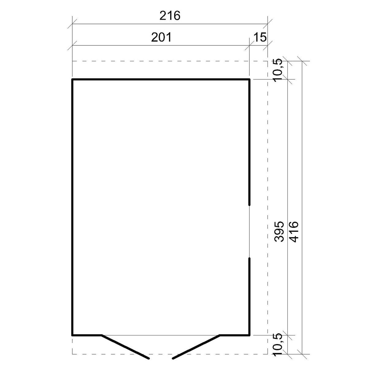 Cobertizo de Madera para jardín SIN Pared Lateral- con Suelo TRATADO – H243x216x416 cm/8 m2 Cobertizo de Madera Natural - Taller de Jardín - TIMBELA M340+M340G