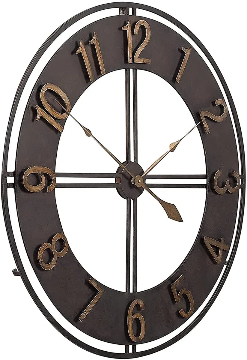 SBTXHJWCGLD Reloj de Pared Grande para jardín al Aire Libre de 60 cm, Reloj de jardín de Cara Abierta de Metal, Resistente al Agua, para Exteriores, Interior, para Sala de Estar, Moderno, giga