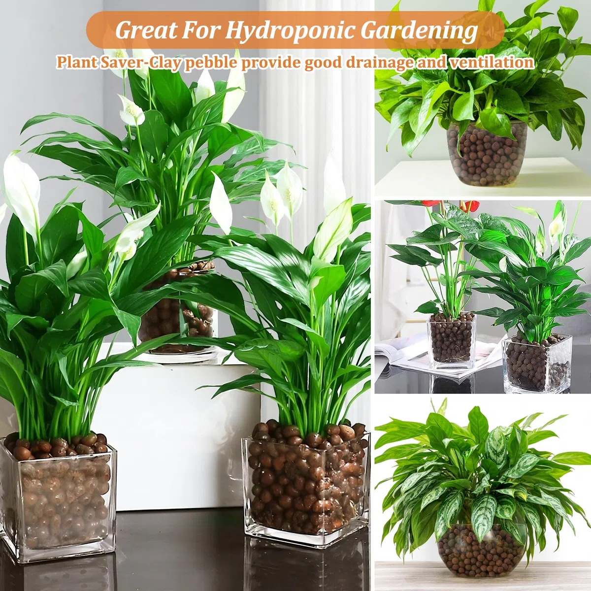 Riare Guijarros de arcilla leca orgánica de 10 libras para plantas, bolas de arcilla natural de Leca de 4 mm a 16 mm, guijarros de arcilla hidropónica ligeros para plantas de interior, cultivo