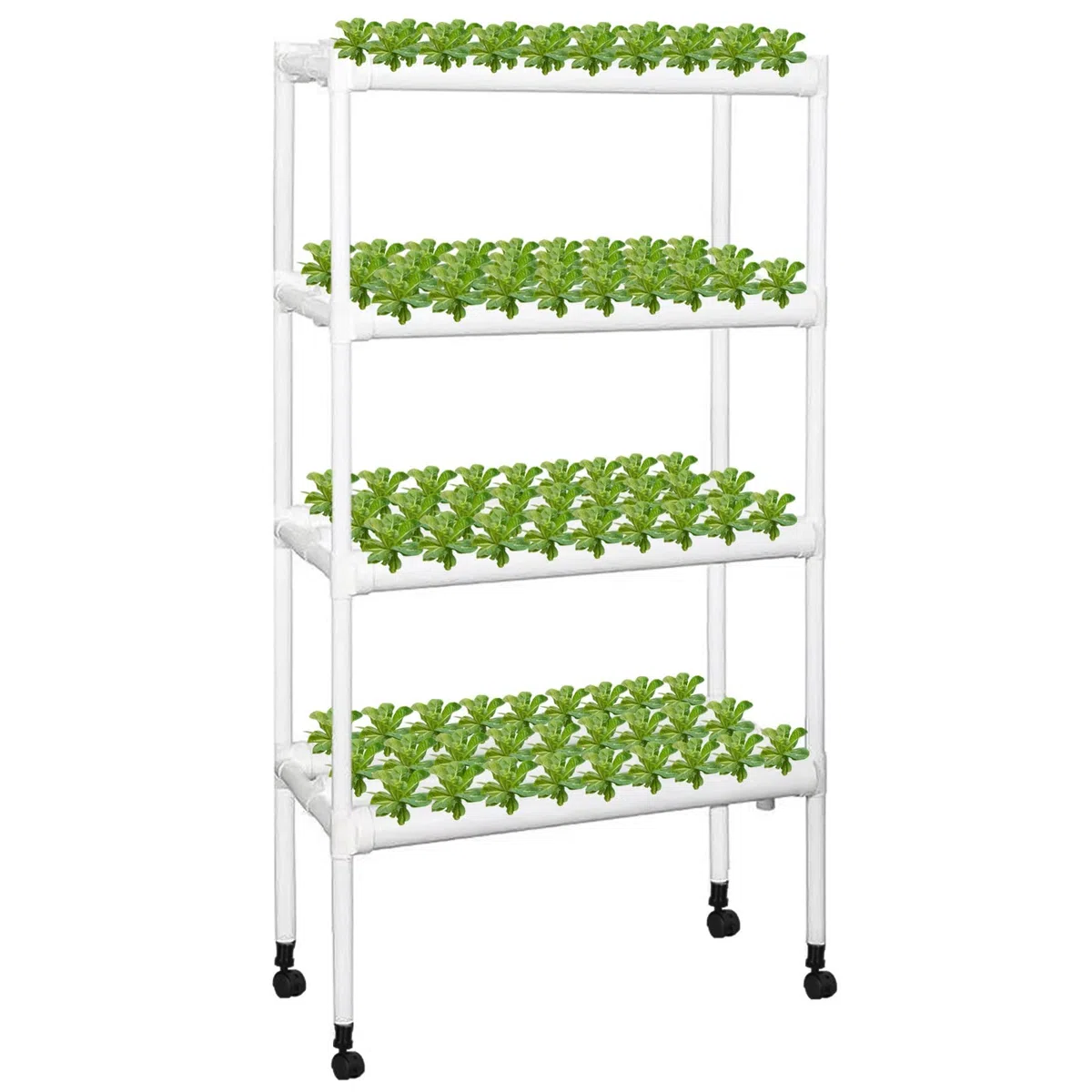 Kalolary Kit de Cultivo Hidropónico, 4 Capas 108 Agujeros Sistema Hidropónico Kit de Cultivo Hidropónico de PVC con 12 Tubos Hidropónicos para Hortalizas en Casa Jardín y Oficina