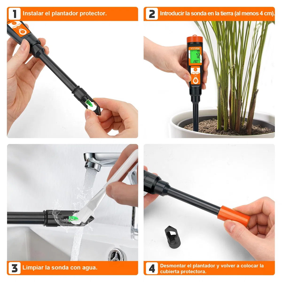 Medidor de pH Del Suelo, YINMIK Probador de Suelo Digital, Kit de Prueba de pH/temperatura para Analizar el Suelo y el Agua en Plantas Agrícolas y Exteriores, Jardines, Paisajismo y Césped