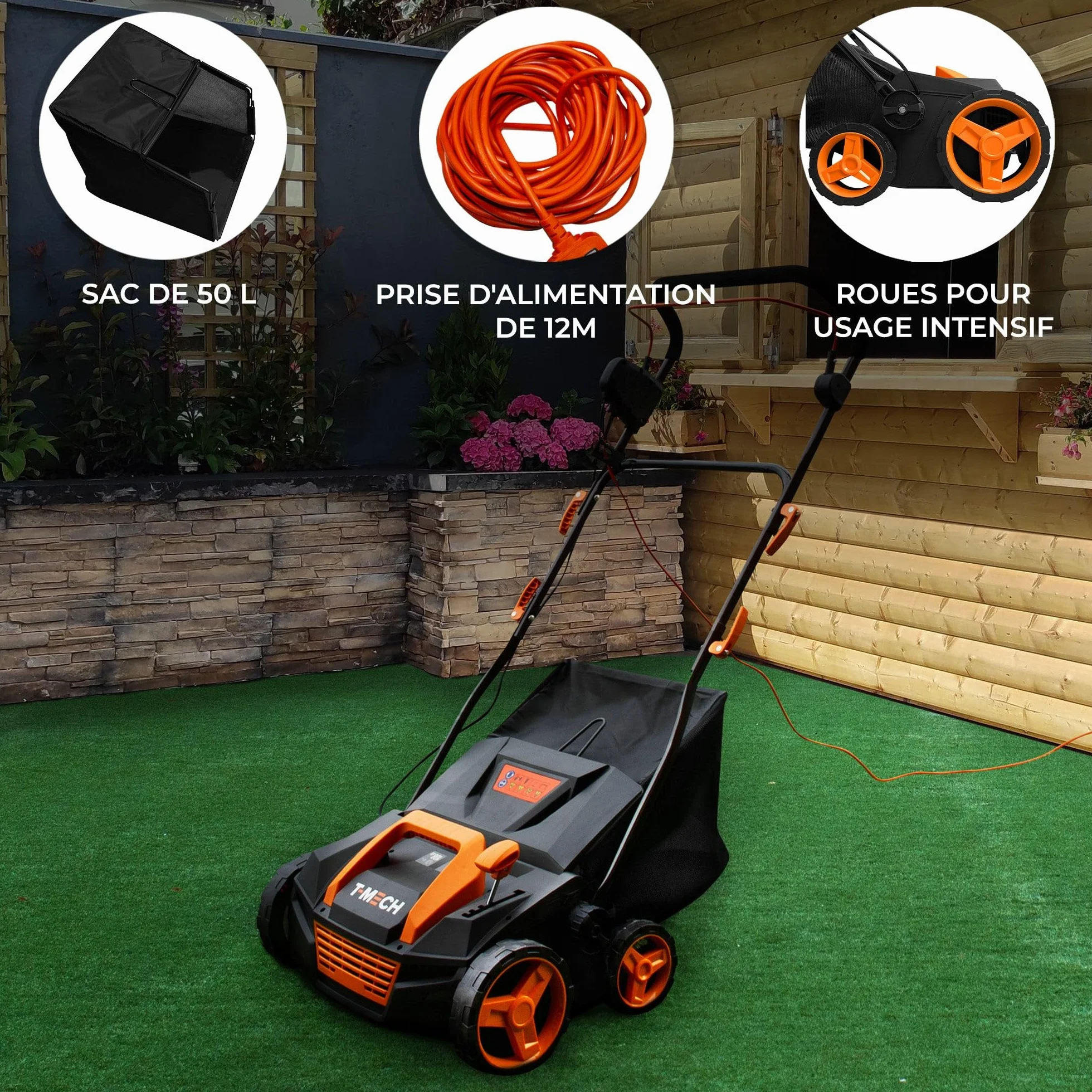 T-Mech Aspiradora Barredora Peinadora Cepilladora Escoba Cesped Artificial Eléctrica Barredor Limpiador Soplador Maquina Peinar Limpiar Cepillar Césped Artificial Eléctrico+Bolsa Recogida 50L,12.2kg