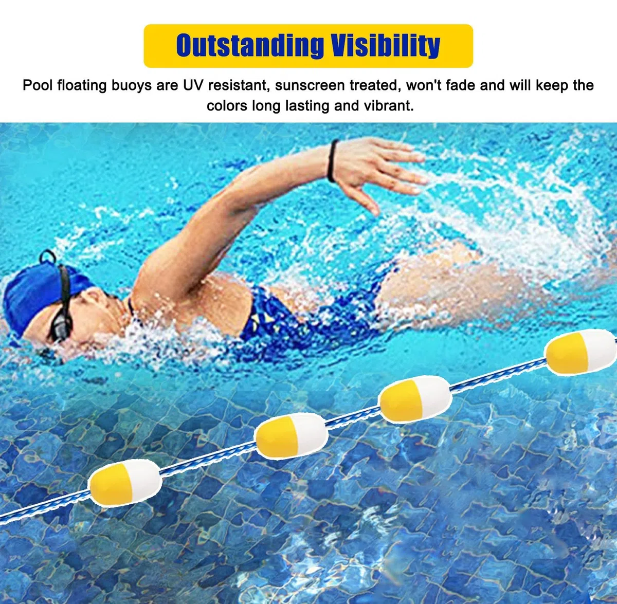 Boya divisoria, divisor de piscina, líneas de carril de piscina de patio de 23 m, 25 m y 50 m, flotador de cuerda divisoria de piscina, cuerda flotante for piscina, pelota de boya de carreras de pisci