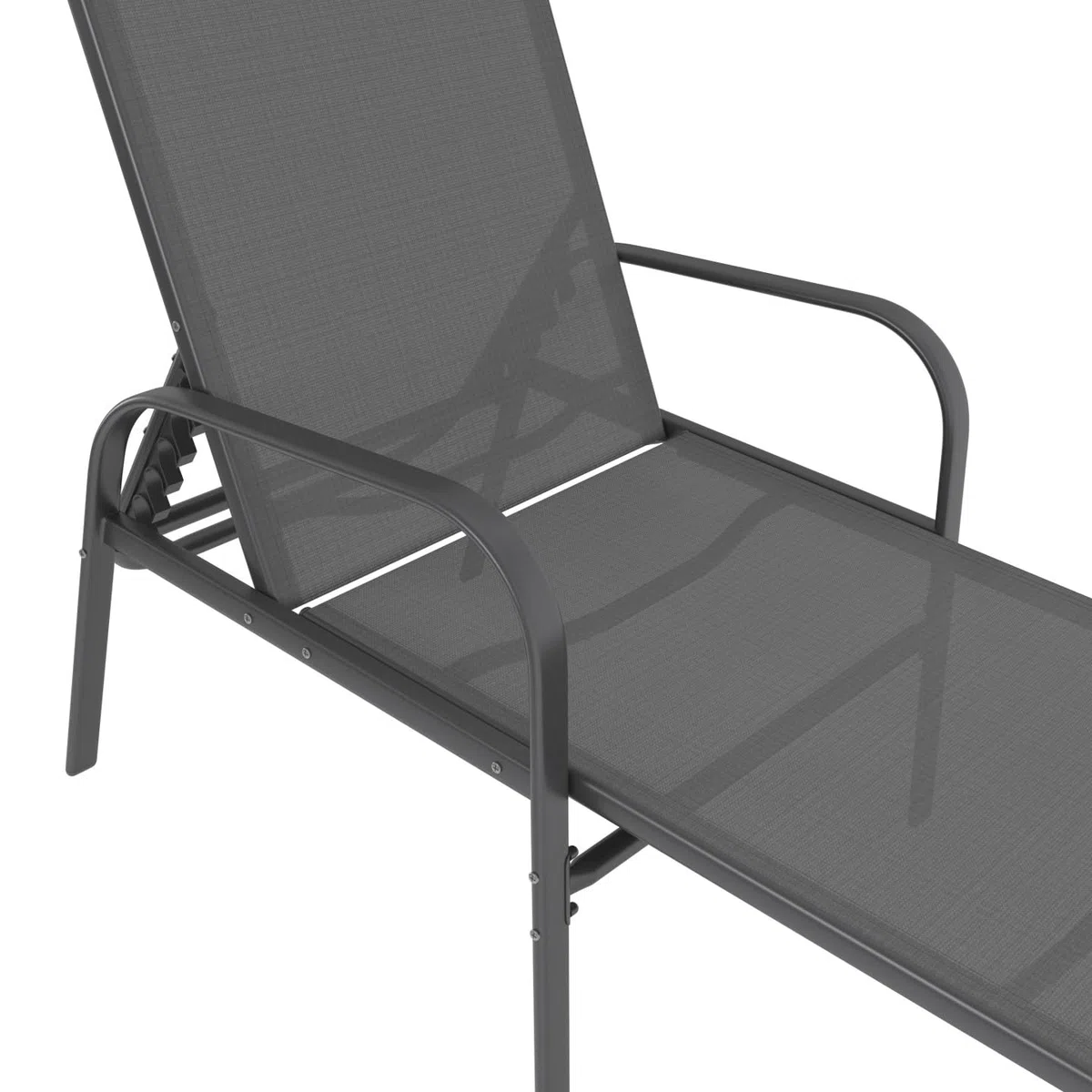 IDMarket Fiyi - Juego de 2 tumbonas de jardín reclinables de acero gris antracita y lona gris