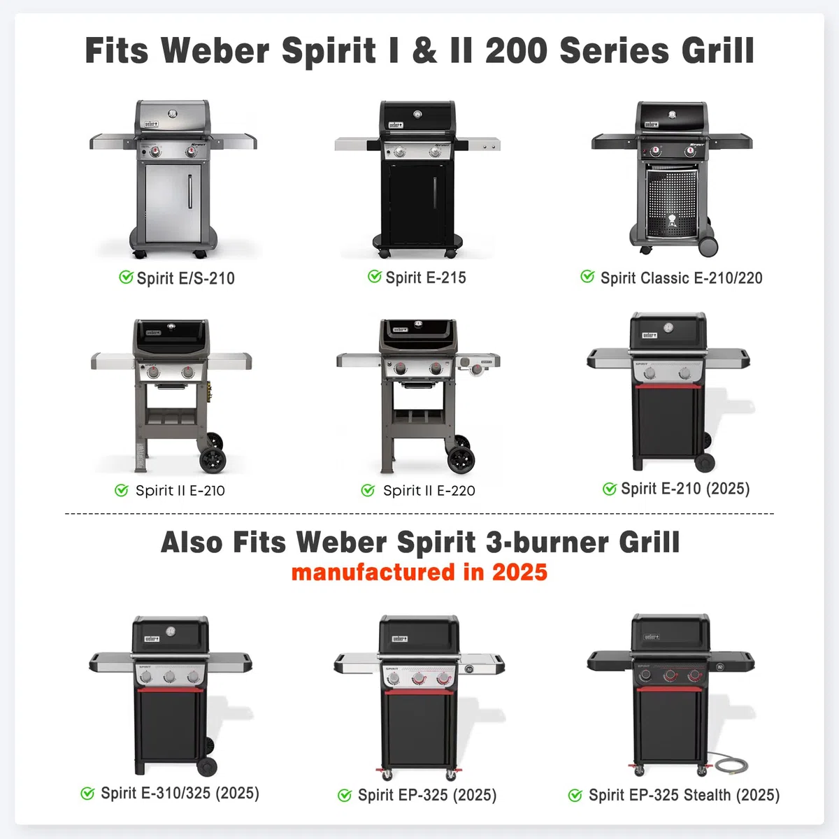 Onlyfire Flat Top Plancha Barbacoa para Parrillas de Gas Weber Spirit I y II Serie 200, Plancha de Cerámica Antiadherente para Spirit S-210 E-220, Spirit E-210 (2025)